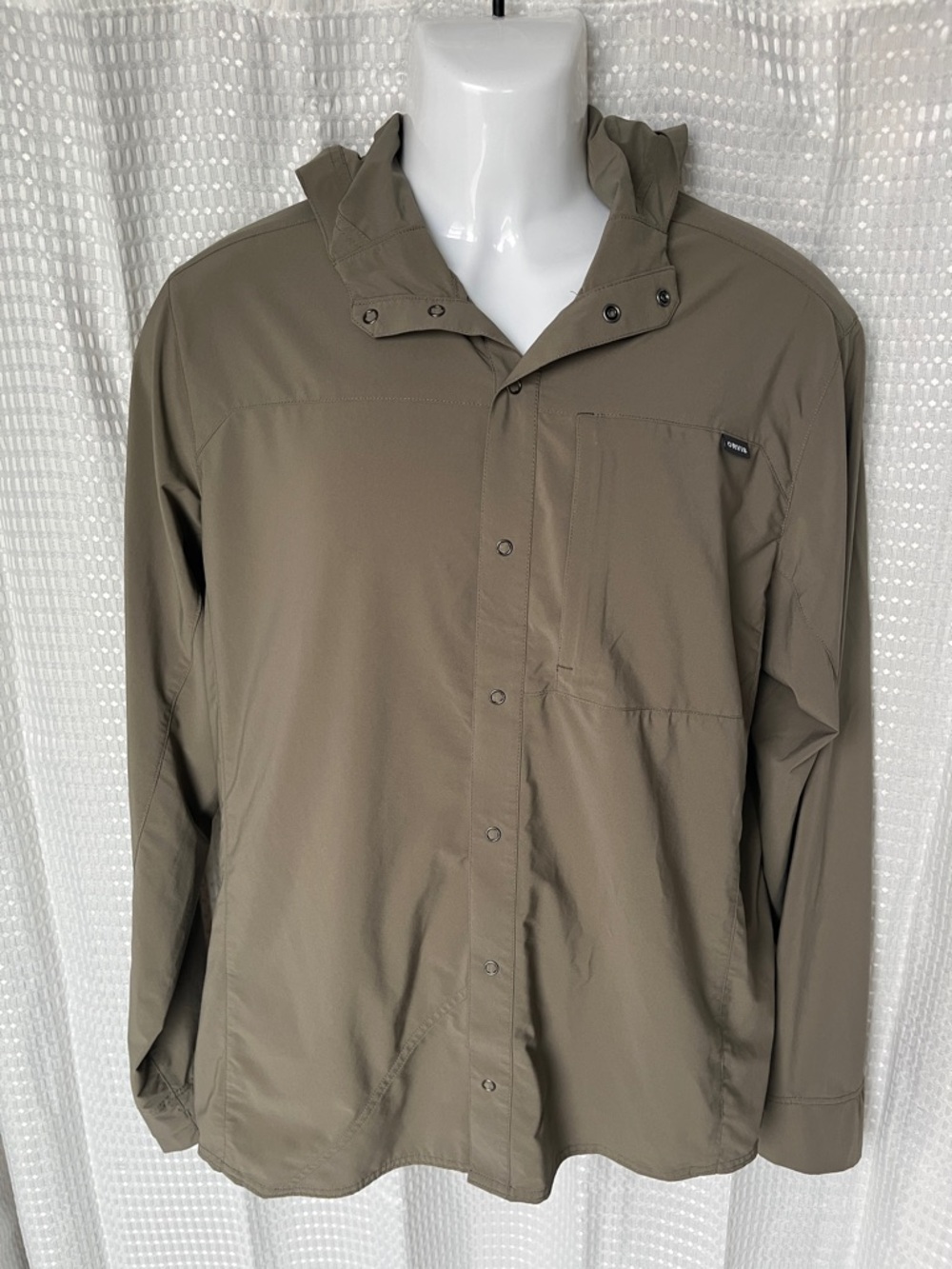 Orvis PRO Hooded Long Sleeve Button Up Shirt Men's M Olive Green - Picture 3 of 11